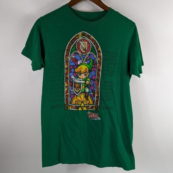 Vtg 2015 Nintendo Legend of Zelda Windwaker Mens M T-Shirt Stained Glass Link - Picture 1 of 6